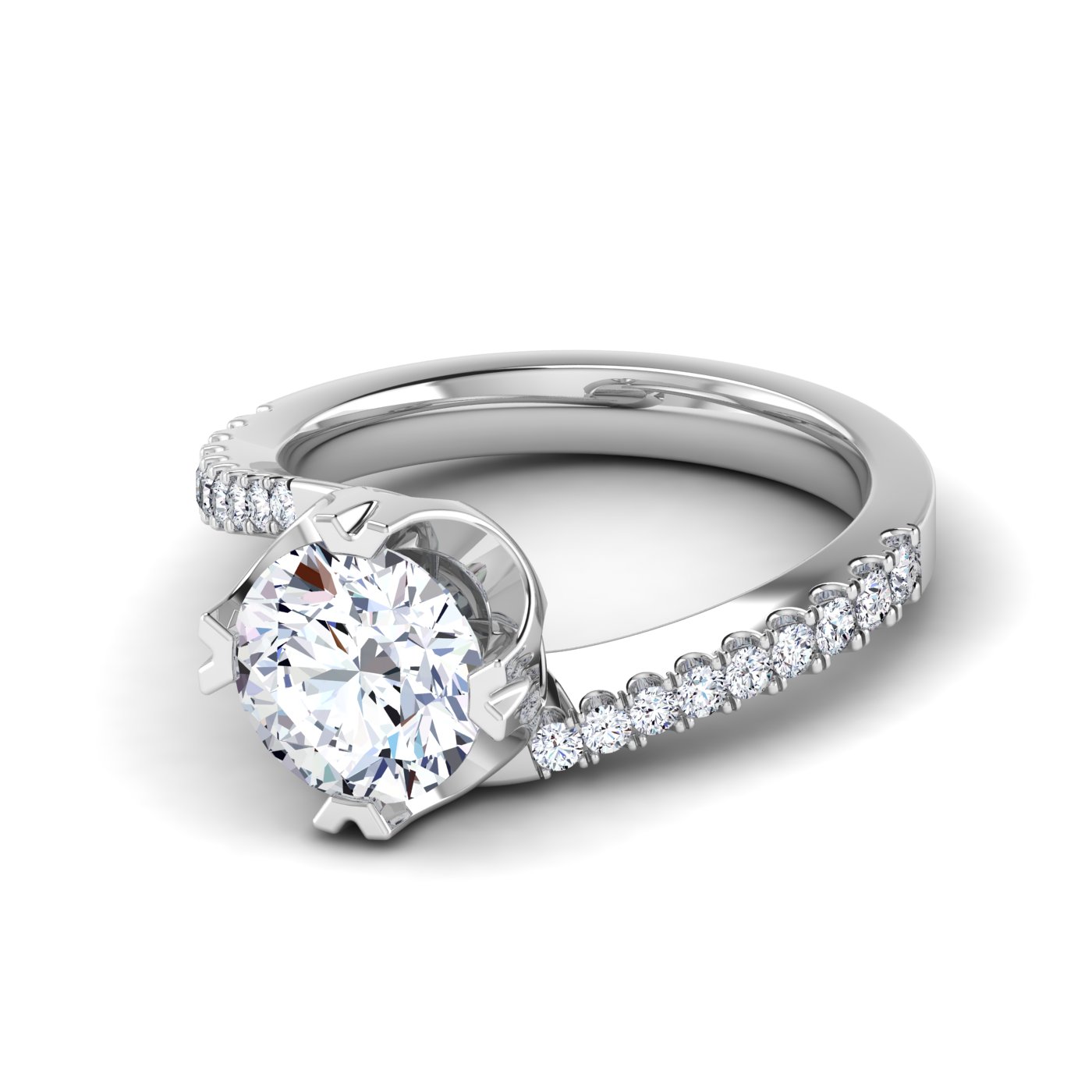 Anello di Fidanzamento Pavè Idra con Diamante Lab Grown Rotondo da 1,42 Ct