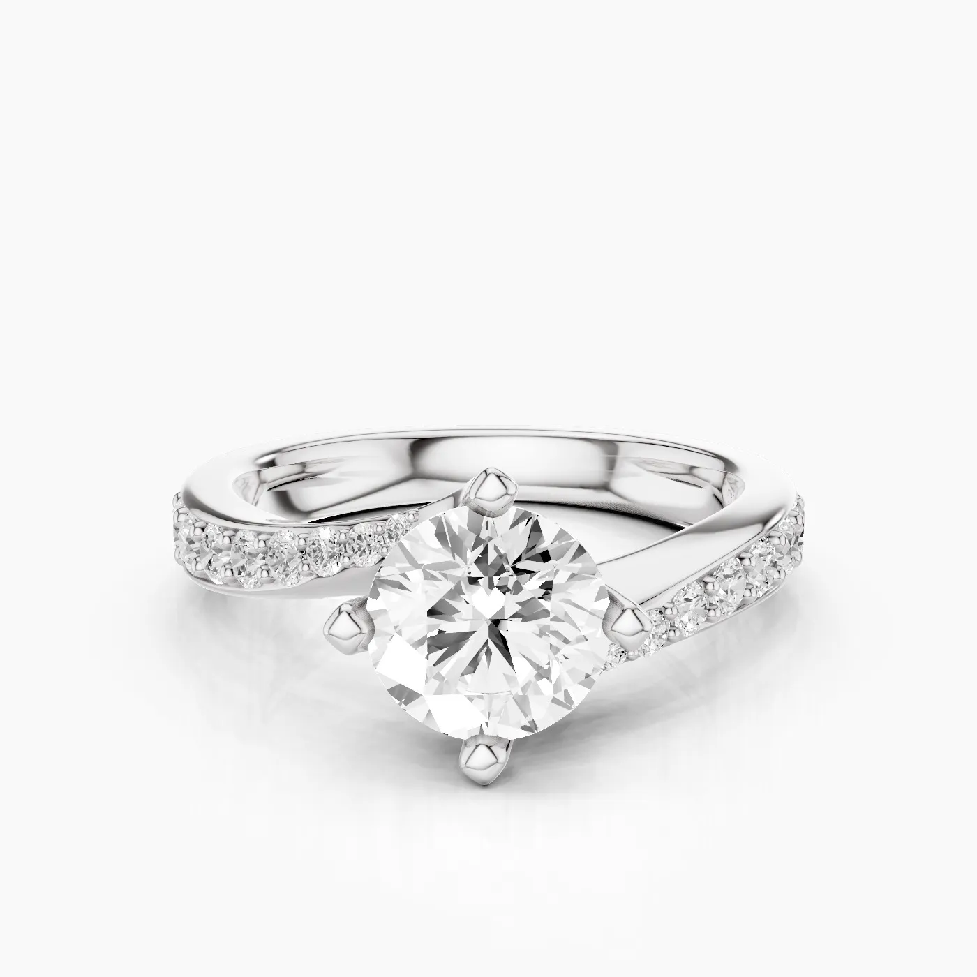 Anello di fidanzamento Pavè Sole Nova con Diamante Lab Grown Rotondo da 1.02 ct