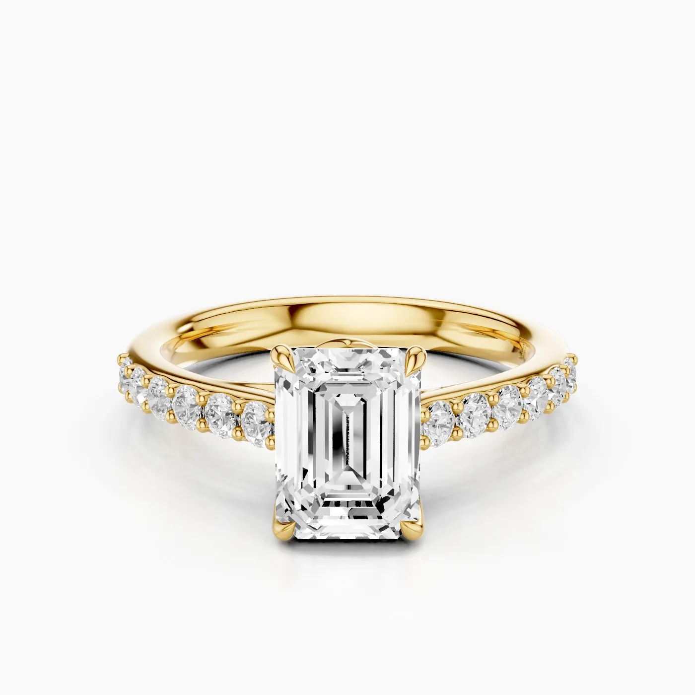 Anello di Fidanzamento Pavè Elysia con Diamante Lab Grown Smeraldo da 1,57 ct
